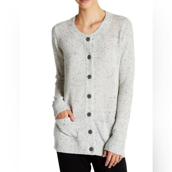 ATM Anthony Thomas Melillo Gray Speckled Crew Neck 100% Cashmere Cardigan‎ Small - Picture 1 of 7